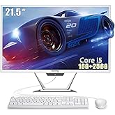 suevery 22Inch All-in-One Desktop Computer, White PC Includes Kb Mouse | 16G RAM Intel Core i5 processor Up To 3.5G 256G SSD 21.5Inch all in one Business Home AIO Home Office