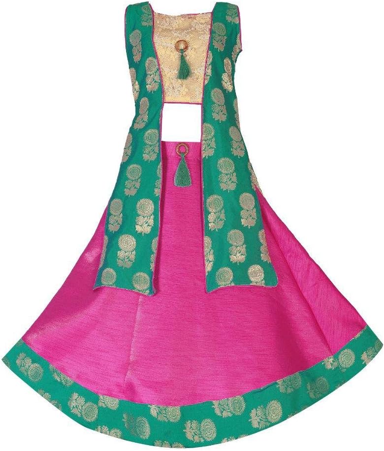 Renish Enterprise Girl's Lehenga Choli Ethnic Wear Self Design Lehenga, Choli and Dupatta Set (RE170)