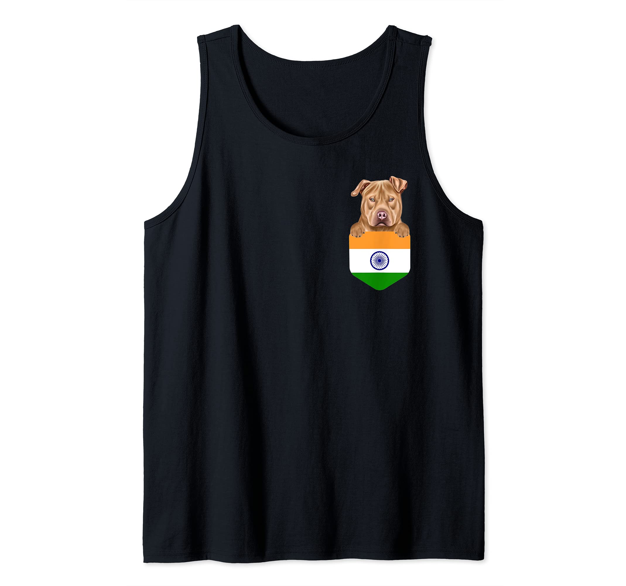India Flag Usa Staffordshire Terrier Dog In Pocket Tank Top