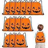 KERINGO 16 PCS Halloween Drawstring Bags Large Backpack Candy Goodie Bags with Handles Bulk For Halloween Themed Trick or Treat Party Favors Supplies
