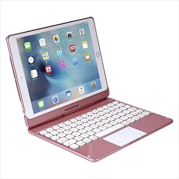 Amazon Com Touchpad Keyboard Case For Ipad 10 2 Inch 2019 Ipad 7th Generation Case With Keyboard 360 Rotate 7 Color Backlit Wireless Ipad 10 2 Case With Keyboard Rose Gold Computers Accessories