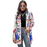 Floerns Women's Casual Long Sleeve Graphic Colorful Blazer Work Suit Jackets