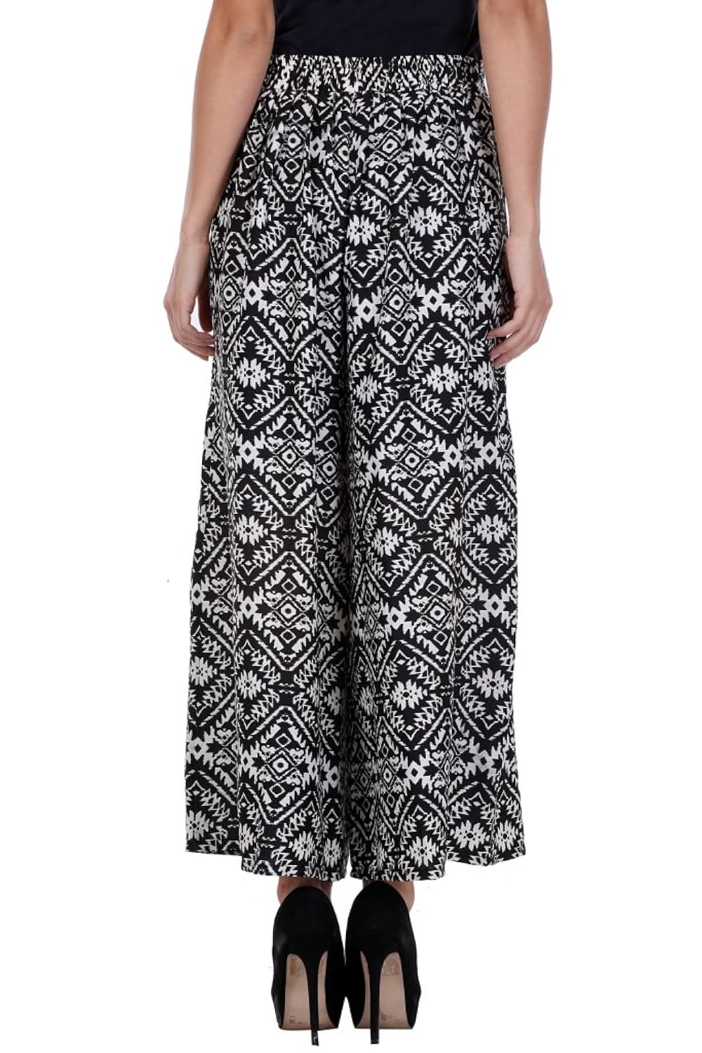 deewa black and white printed crepe palazzo