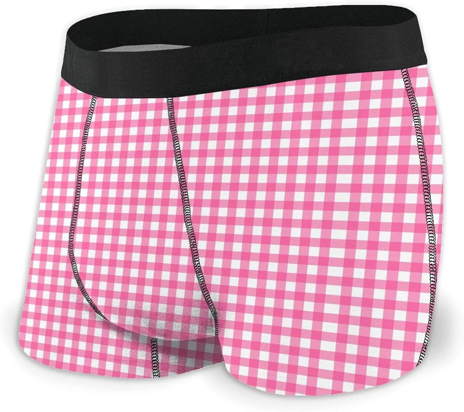 Mens Boxer Shorts Fitted Briefs Pink Gingham Trunks Quick Dry Underwear