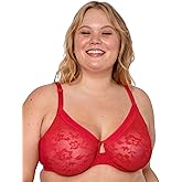 Curvy Couture Womens No Show Lace Unlined Underwire Bra