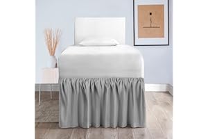 S-SNAIL-OO Dorm Bed Skirt - Ruffled Extra Long Bed Skirt Twin-XL, 110g Brushed Cloth Twin Bed Skirt - College Dorm Room Essentials - 32"/36" Drop (Gray, Twin-XL/32 Drop)