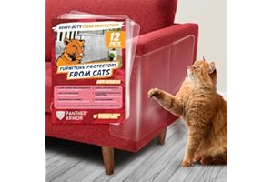 PANTHER ARMOR 12 Pack Cat Scratch Furniture Protector Sheets – Clear Couch & Sofa Guard from Cat Claws – Easy Apply, Removable, with Twist Pins (6 XL + 6 Large)