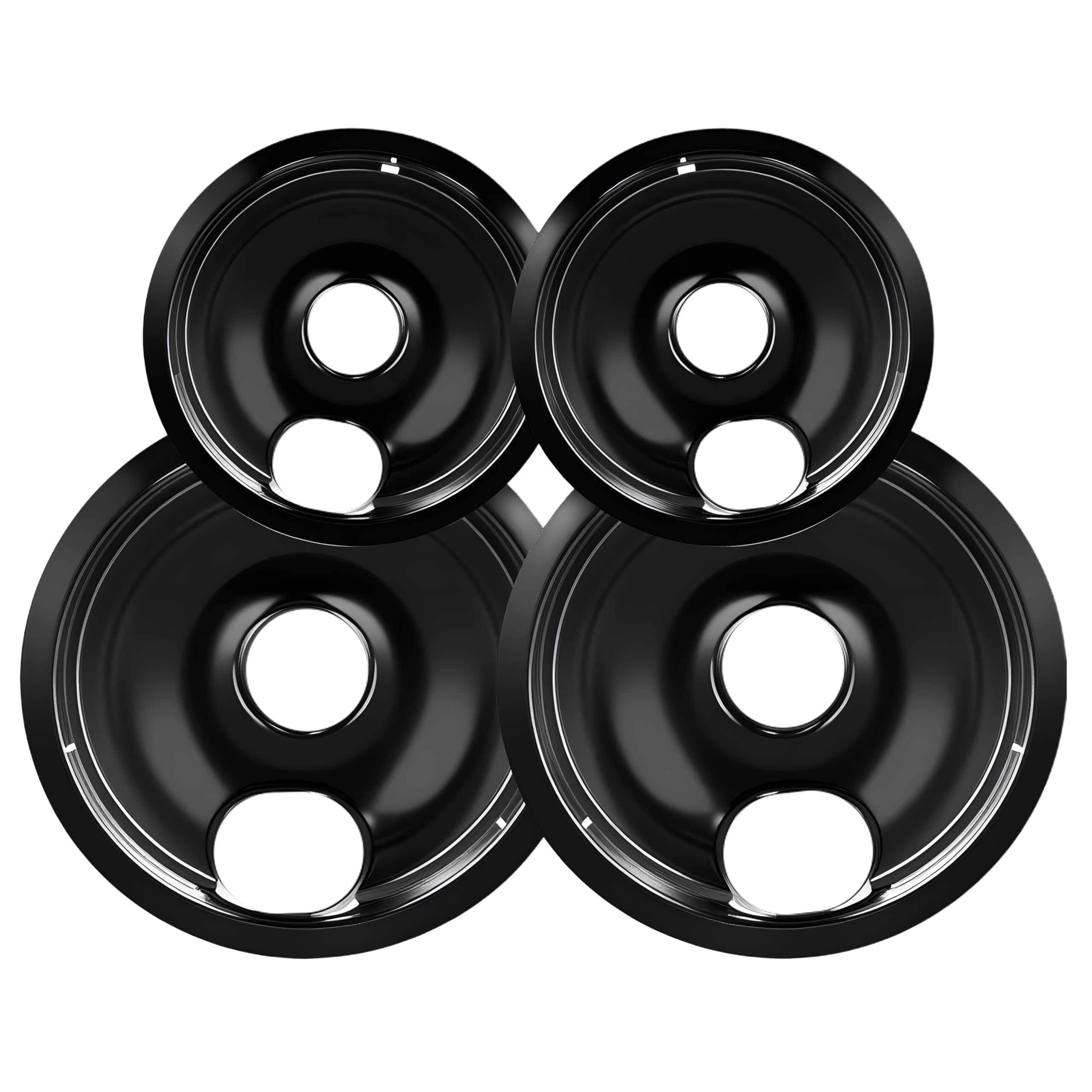 Photo 1 of ***ONLY 2*** Electric Stove Drip Pans, Replacement Chrome Drip Pans for Electric Stove Compatible with Most Plug-in Electric Ranges include Black 2 * 6in and 2 * 8in (Set of 2 Burner Drip Pan)