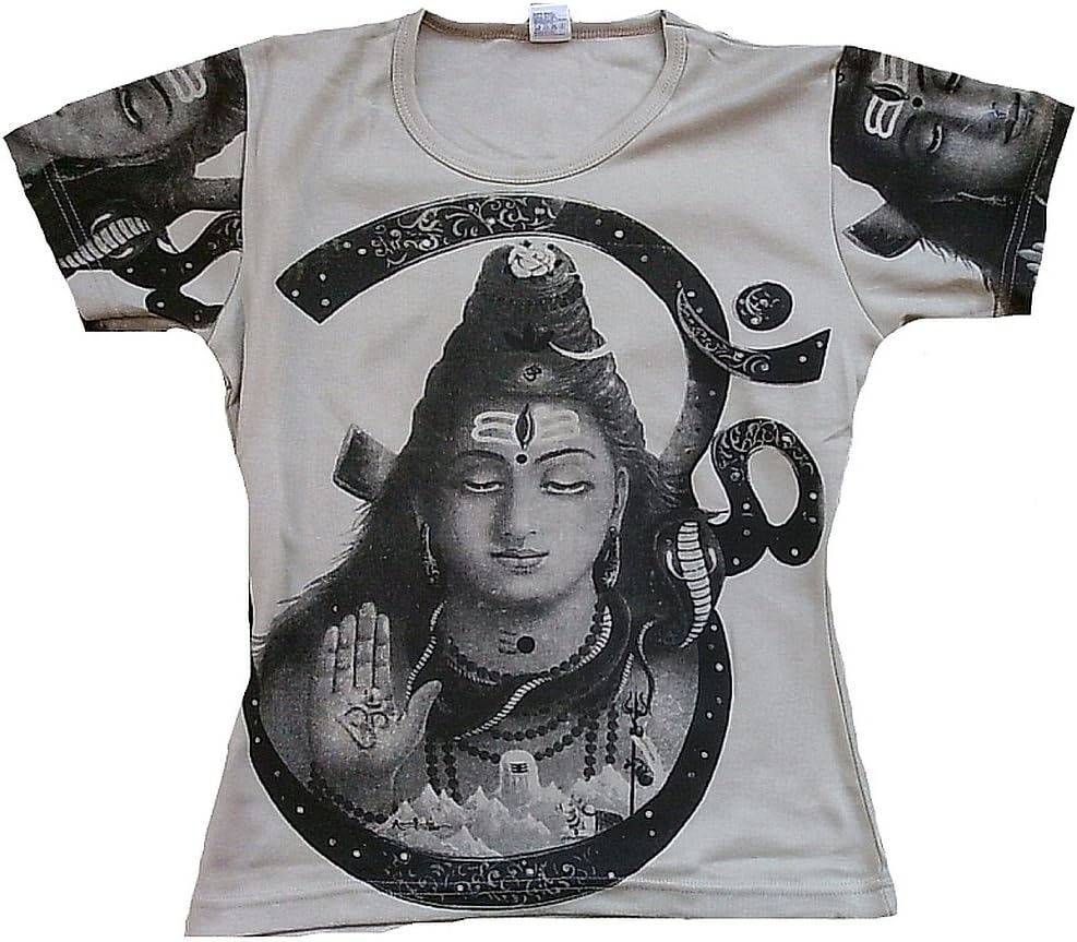 TICILA Damen T-Shirt Beige Hindu Deity Lord Shiva Statue Bild Poster Religion Star Art Kunst Designer Teil