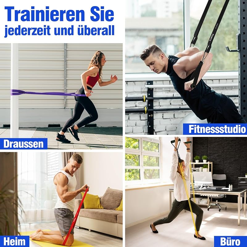 Fitnessbänder Resistance Bands Set mit 4 Stufen