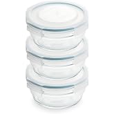 Snaplock Lid Tempered Glasslock Storage Round Container Airtight 3 Container Set Anti Spill Microwave &amp; Oven Safe 1.6cups/378ml