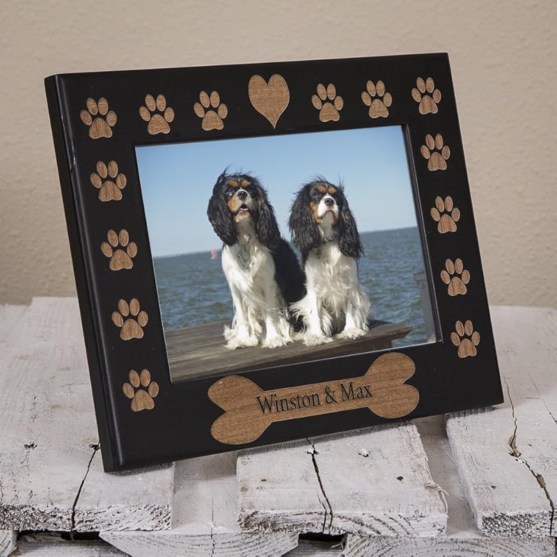 Dog Name Picture Frame Engraved on Wood Personalized Dog