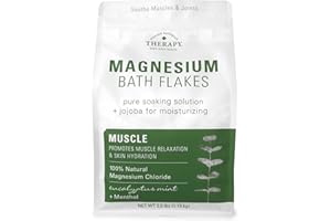 Village Naturals Therapy Muscle Magnesium Bath Flakes, Eucalyptus, Mint & Menthol Scent, 2.5 lbs