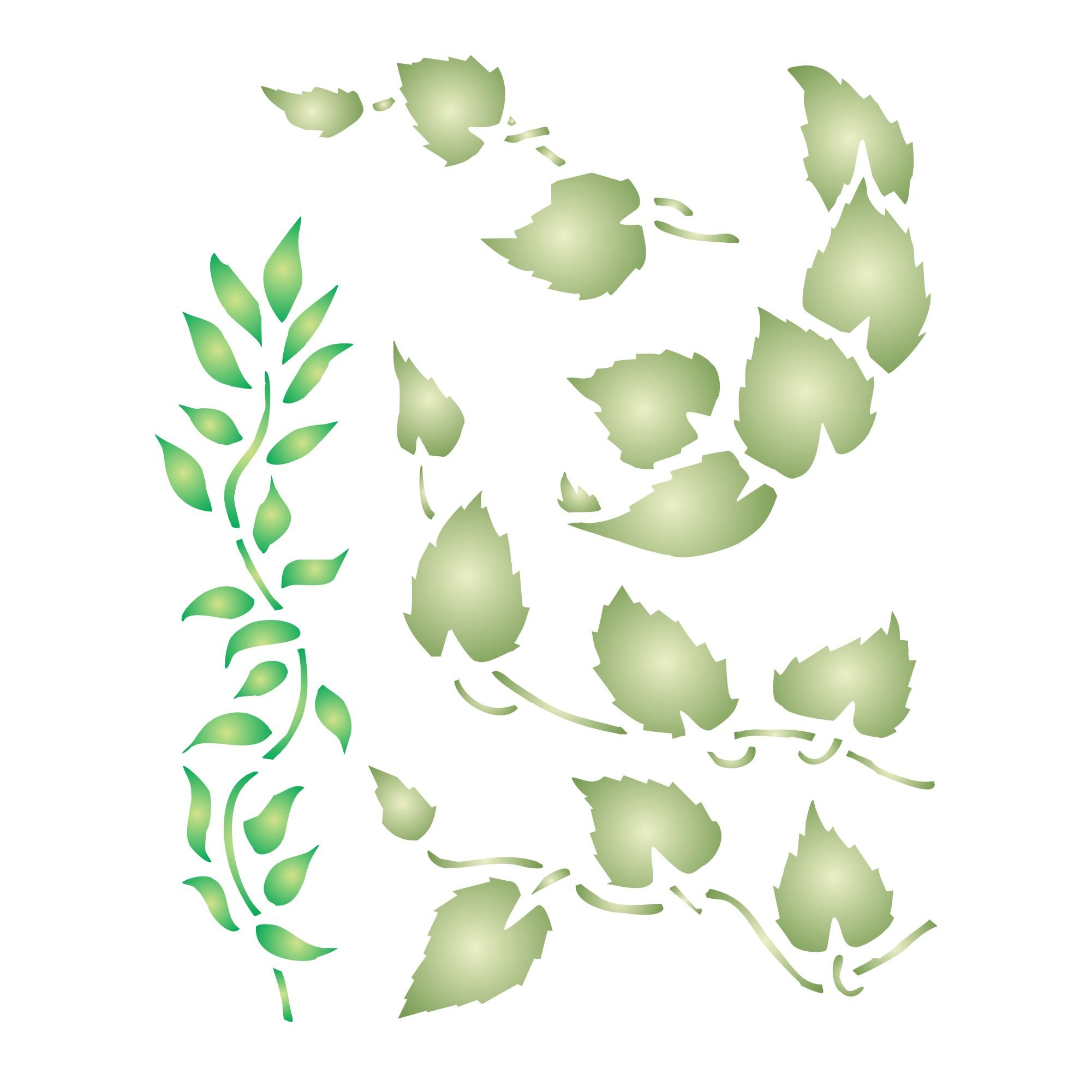 Leaf Stencil - 12.5 x 15cm (M) - Reusable Small Leaves Foliage Wall Stencil Template.