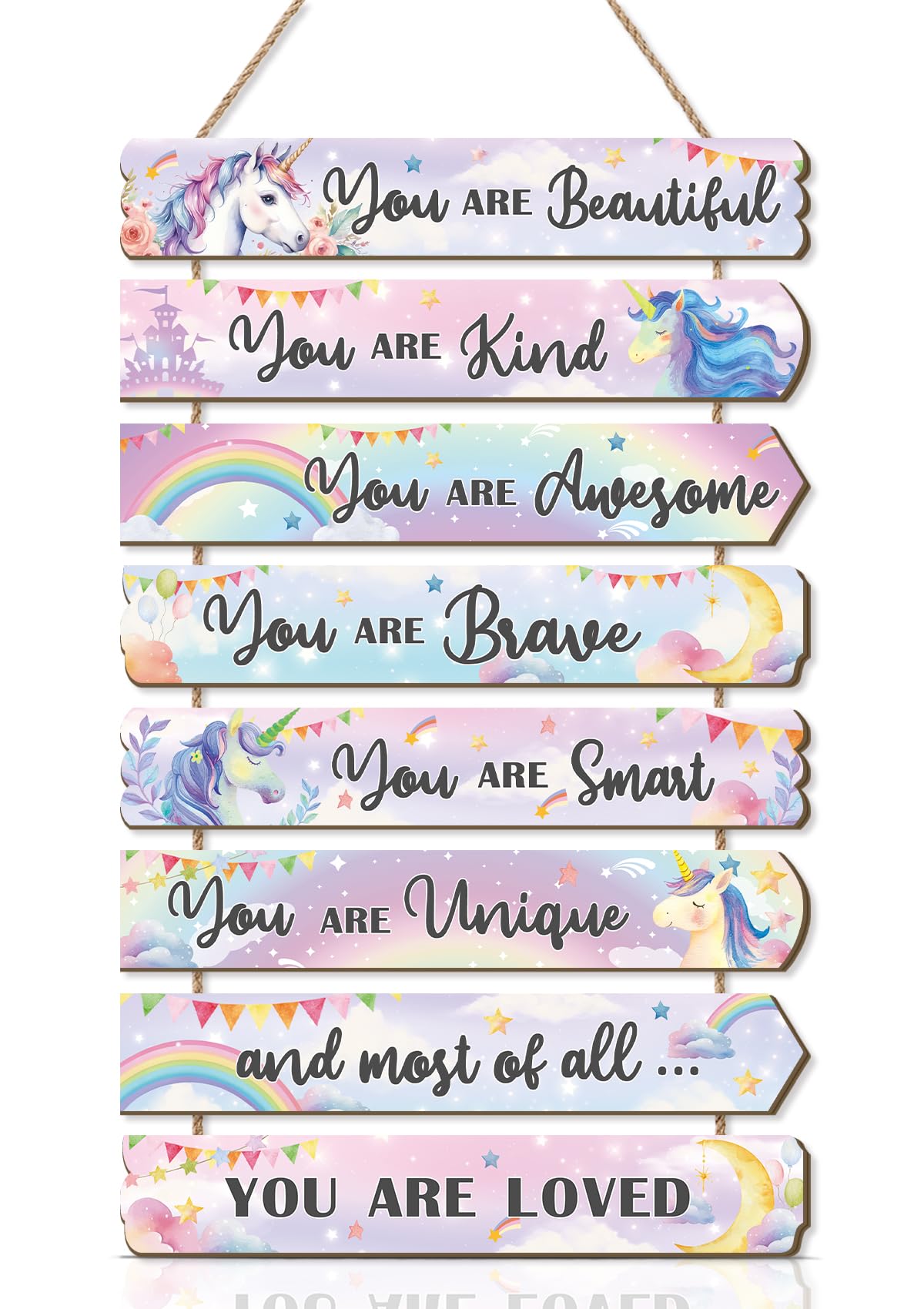 ANHUIB Unicorn Wooden Wall Hanging Sign Watercolor Unicorn Inspirational Positive Quotes Pink Rainbow You’re Brave Girls Room Wall Plaque Decor for Teens Girl Bedroom Princess Room