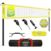 Zdgao 32FT Outdoor&amp;Portable Volleyball Net-Adjustable Thick Dia Poles | Completed Set;Easy Setup&amp;Carry;Good for Backyard&amp;Outdoor sites-Park/Beach/Grass/Lawn;32FT Official Size;Durable Materials