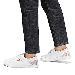STQ White Slip On Sneakers for Women Low Top