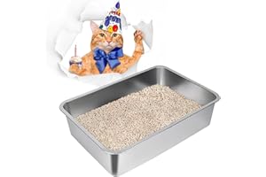 LIHONG Stainless Steel Cat Litter Box,Large Metal Litter Box for Small Cats Kitty Rabbits,No Smell,Non Stick,Easy to Clean(19.5" Lx13.5 Wx6 H,L)