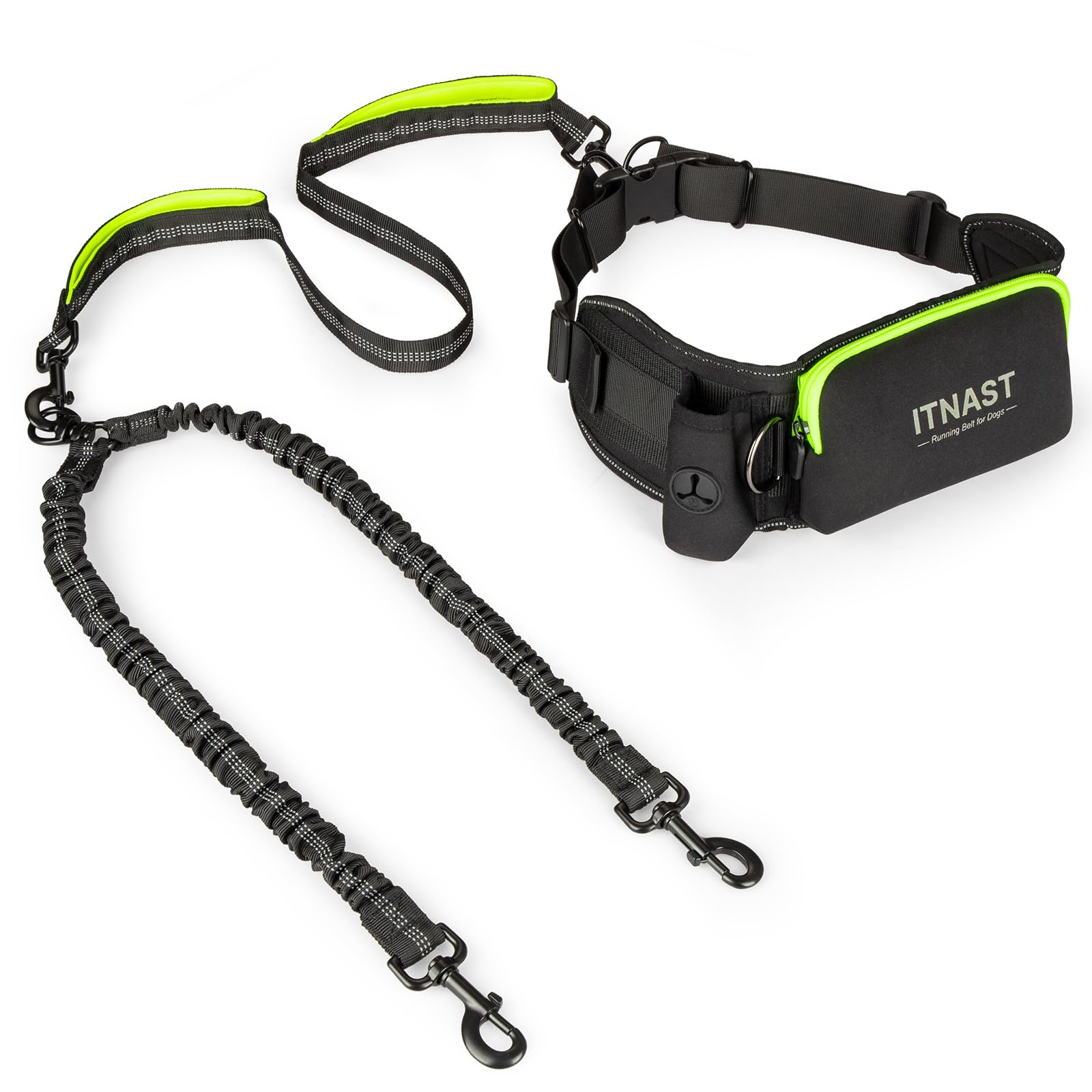 Photo 1 of ITNAST Hands Free Dog Leash for 2 Dogs, Waist Support Padded Bungee Dog Running Leash with Reflective Stitching for Walks, Jogging, Running, Hiking, and Dog Training