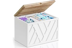 JORKOL Tampon Holder for Bathroom Decor, Feminine Product Organizer with Lid, Shark Week Tampon Storage, Wood Pad and Tampon Organizer for Toilet Organizer, Bathroom Accessories Box for Girl Stuff