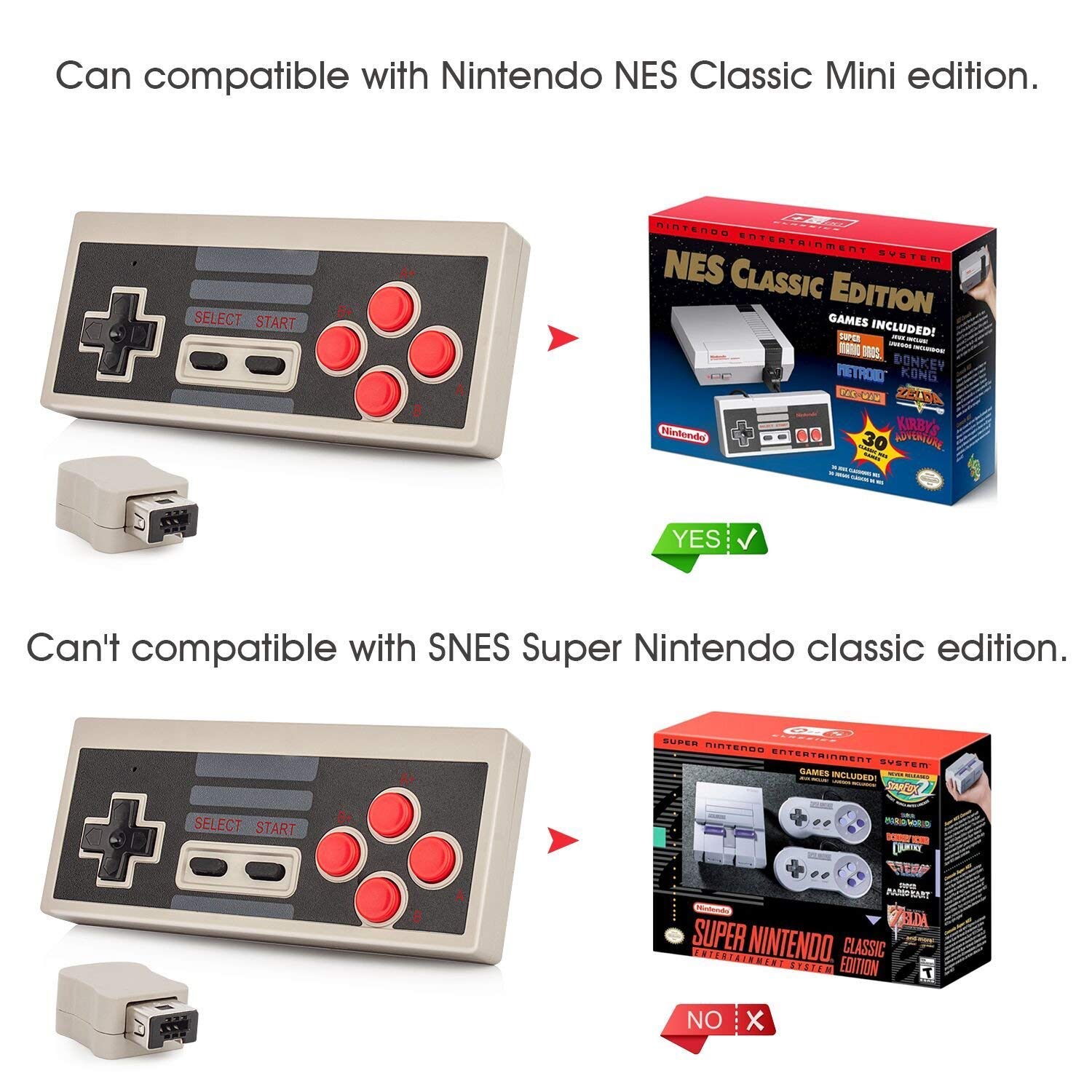 NES Classic Wireless Controller, YCCTEAM® Wireless Controller Console Gamepad for Nintendo NES Classic Mini Edition Gaming System with 2.4G Wireless Receiver