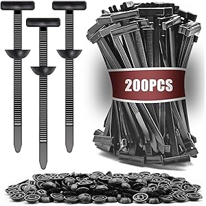 200 Pack Nylon Universal Cable Tie Buckle Zip Tie, Heavy Duty Self-Locking Push Pin Design with Butt...