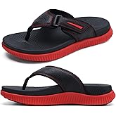 KuaiLu Mens Orthotic Flip Flops Men's Recovery Walking Sandals Adjustable Thick Athletic Cushion Sport Slides for Man, Water Resistant & Lightweight, Soft Comfort Fit & Arch Support
