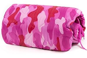 Farm Blue Pink Camo Military Camping Blanket - Woobie Blanket Poncho Liner - for Hiking Gear, Backpacking and Car Survival Blankets - Unique New Pretty N Pink Custom Pattern Avail at