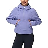 THE GYM PEOPLE Womens' Hoodies Half Zip Long Sleeve Fleece Crop Pullover Sweatshirts with Pockets Thumb Hole