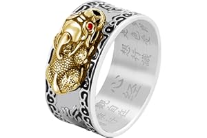 HJ HUAJ Feng Shui Ring Feng Shui PiXiu Mantra Ring PiXiu Rings,Anillo PiXiu Anillo De La Suerte Feng Shui Amulet Lucky Wealth Jewelry Rings