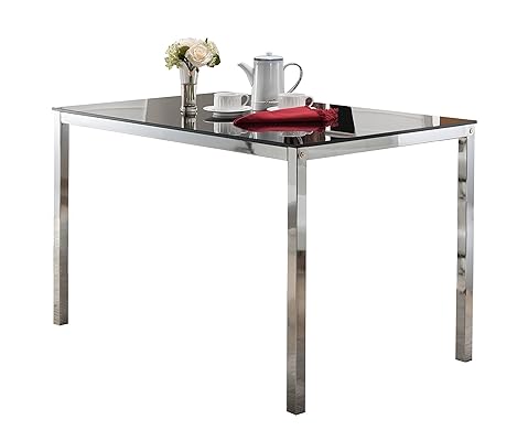 InRoom Designs Kings Brand Modern Dining Table, Glass Top
