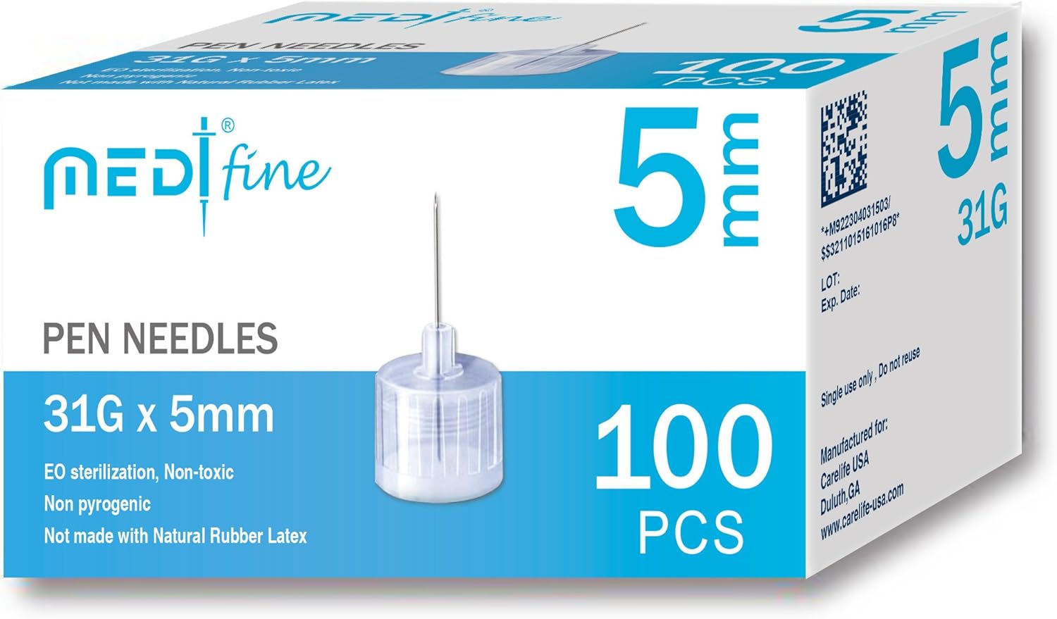 MedtFine Insulin Pen Needles (31G 5mm): Health & Personal Care