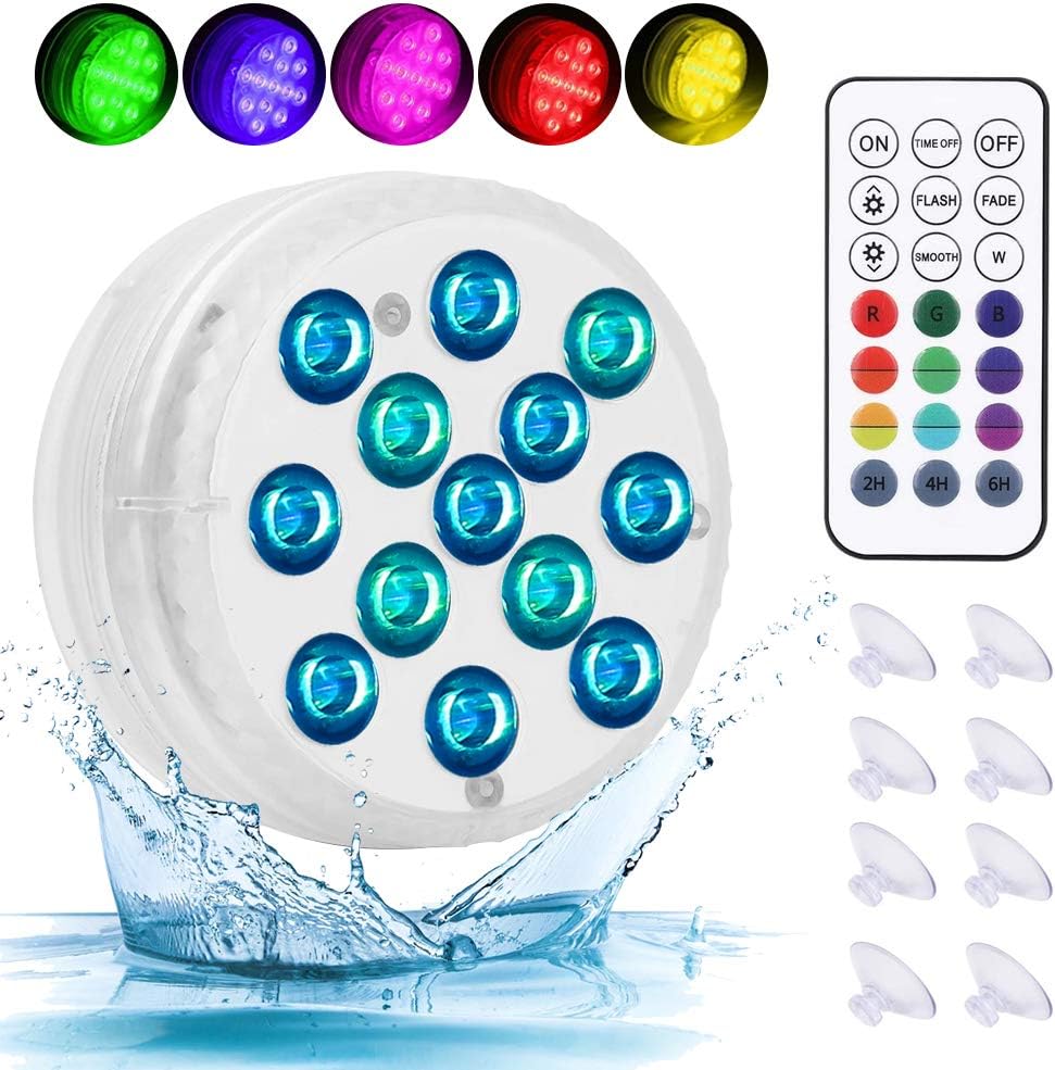 AQOTER Hot Tub Lights, 4 Pieces Pond Lights Underwater with RF Remote