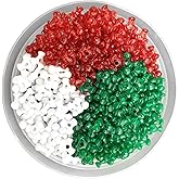 Adiornchse Christmas Tri-Shaped Beads 2000 PCS Plastic Beads for Crafts Holiday Crafts for Kids Red and White Bead for Candy Cane Crafts Ornament Making Kit