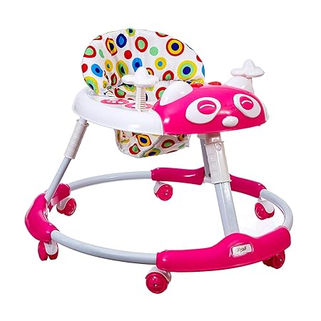 Dash Stylish Baby Walker, Activity Walker with Music Buttons, Cushioned Seat, 360 Degree Wheels n High Back Rest (Pink)