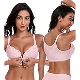 Lemorosy Women's Full Figure Plus Size Front Closure Posture Back Unpadded Underwire Everyday Bra