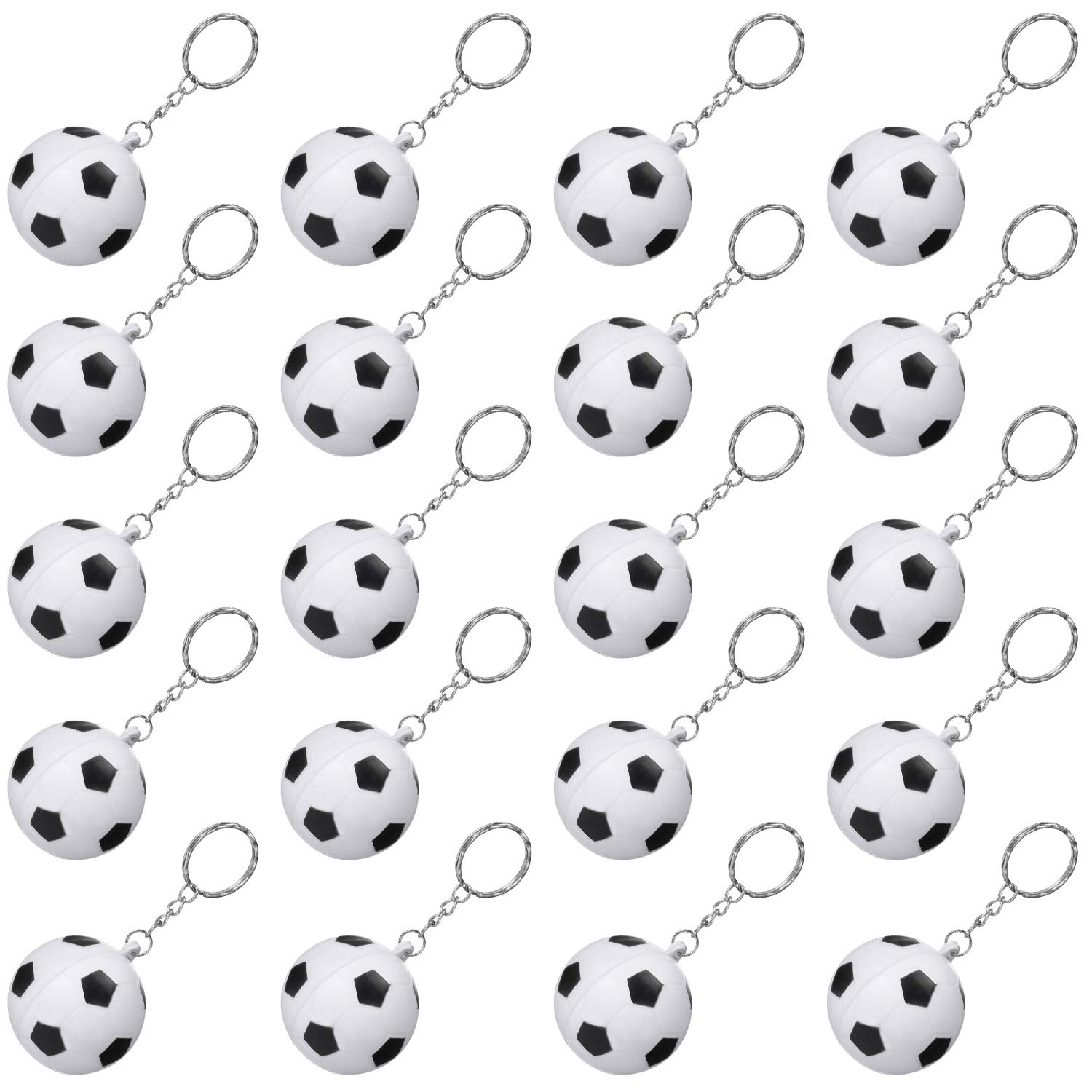 Blulu 20 Pack Soccer Keychains Soccer Stress Ball Sports Ball Keychain for Party Favors Key Chain for Boys School Carnival Reward Party Bag Gift Fillers
