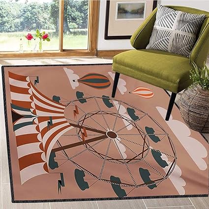 Amazon Com Circus Girls Bedroom Rug Ferris Wheel Flying