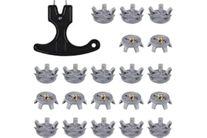 WEIGONGR 21Pcs Golf Spikes, Set Includes 20Pcs Golf Shoe Cleats with 1 Black Cleats Spanner Metal Thread Screw 6 mm Golf Spikes Replacement Thread Screw 6MM Fit for Lawn Cricket Shoe Golf Player Lover