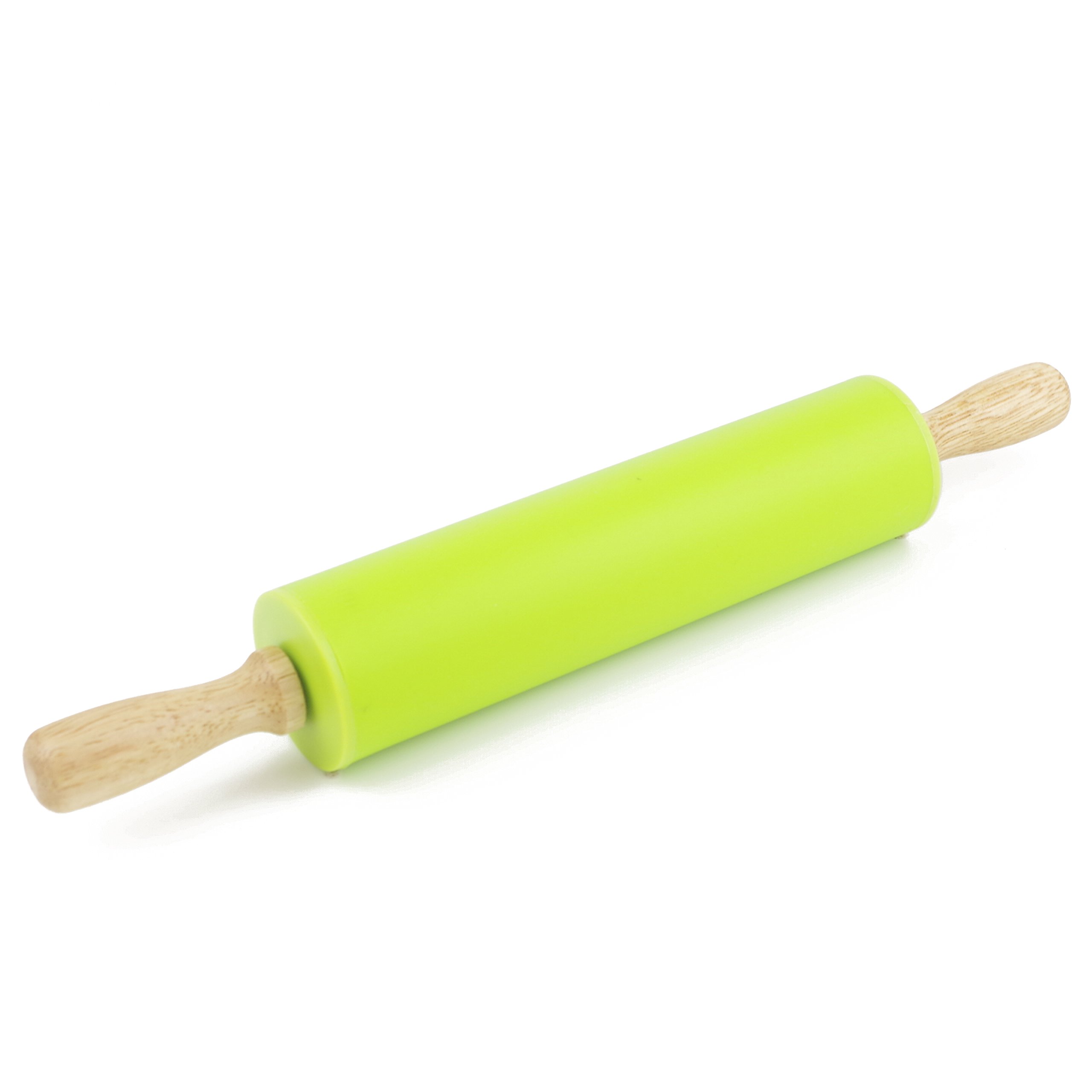 Remeel Silicone Rolling Pin Non-Stick Surface Wooden Handle (Green, 12 inch)