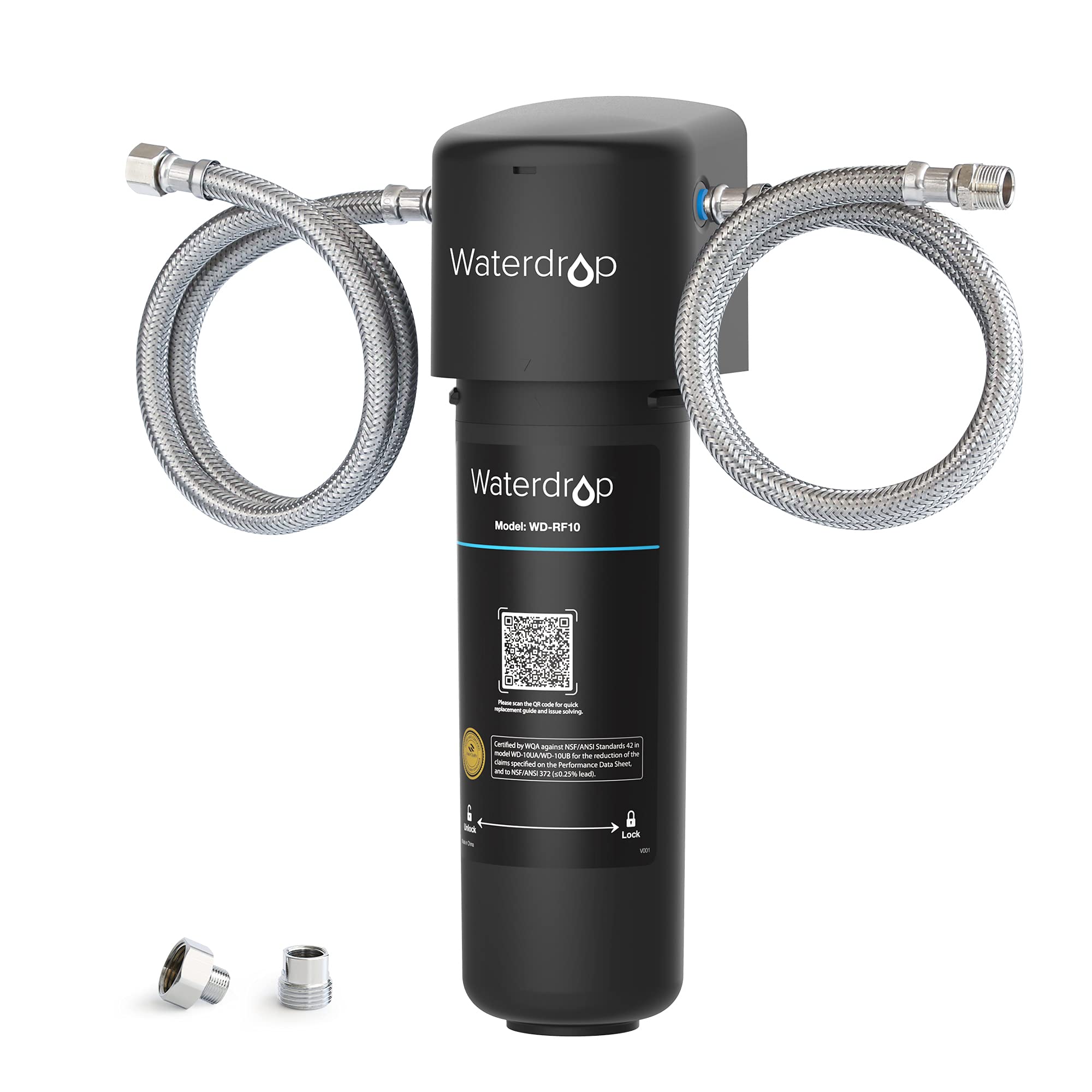 Waterdrop 10UA Under Sink Water Filter System, 8000 Gallons High Capacity Direct Connect Under Counter Water Filtration System, NSF/ANSI 42 Certified to Reduce 99.99% Chlorine & Odor, USA Tech