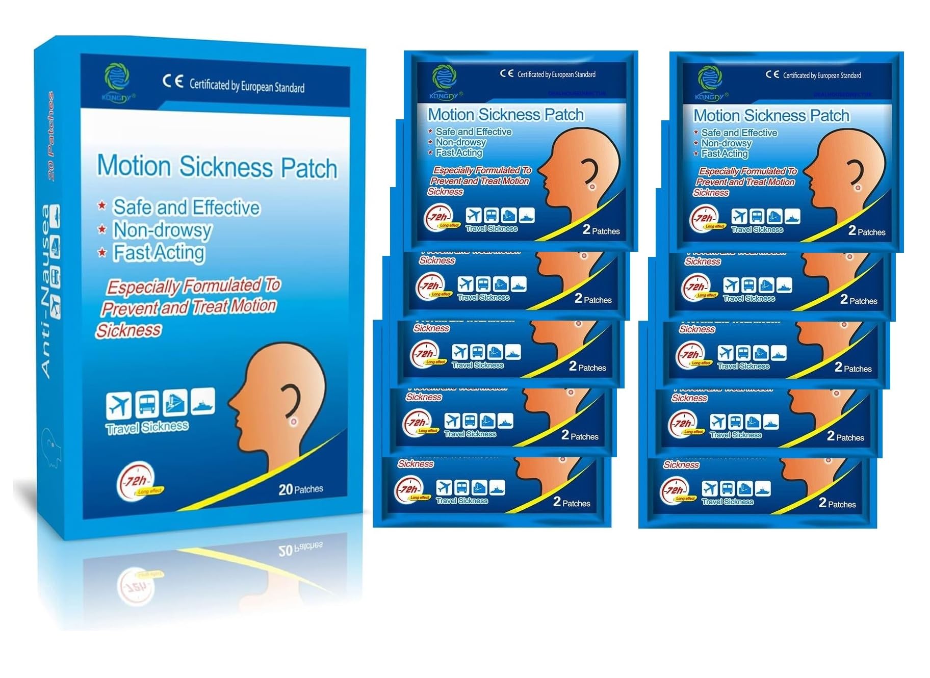 KONGDY® Motion Sickness Patch - Travel Sickness, Anti-Nausea Car Sea Plane (20)