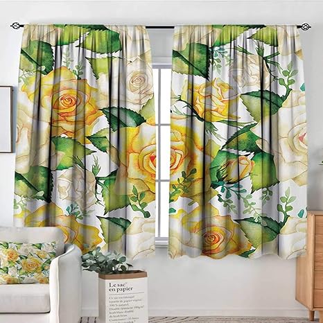 Amazon All Of Better ローズブラックアウトウィンドウカーテンパターン オールドファッションコサージュ ブーケ アンティーク フェミニン フローラル インスパイアド グレース 寝室 遮光カーテン 幅55インチ X 長さ39インチ マルチカラー 72 W X 84 L 1cm X 214cm