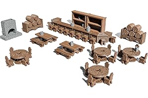 STAHLHAMMERS Tavern DND Terrain Set - Modular 70 Piece Tabletop Role-Playing Scenery - 28mm Scale, Includes Tavern Pieces & Accessories - Perfect for Dungeons & Dragons, Pathfinder, & RPG Tabletop Games