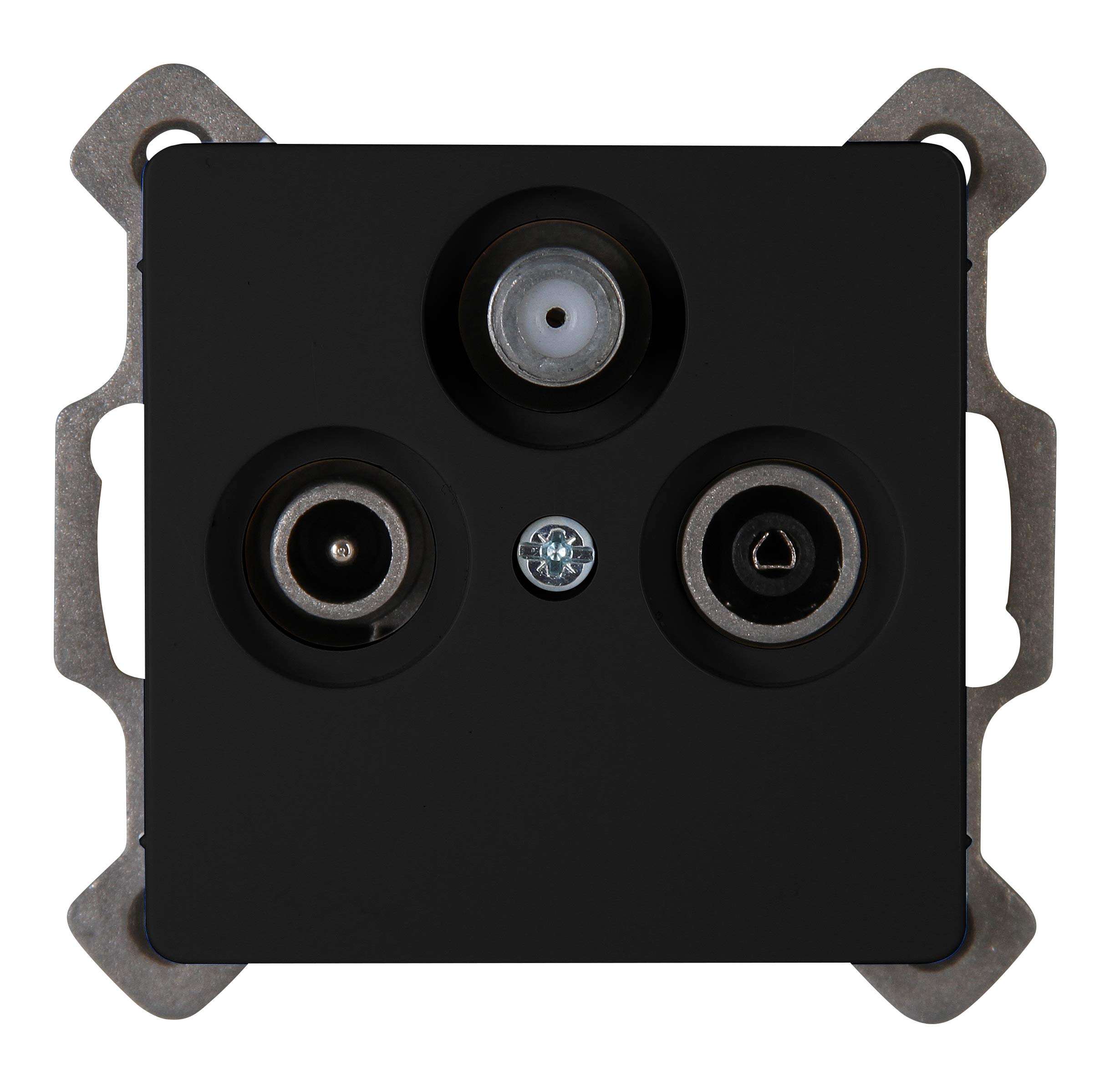 Kopp Paris 921450085 3-Way Aerial Socket for TV/RF/SAT, Flush-Mounted, Matte Black
