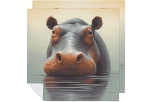 Hippo Cloth Napkin 18"X 18" Set of 2 Washable Reusable Polyester Napkin Kitchen Print Dinner Napkins Rustic for Everyday Part