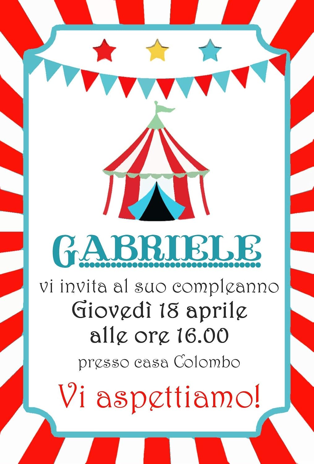 Biglietti Inviti Compleanno O Battesimo Personalizzati Circo