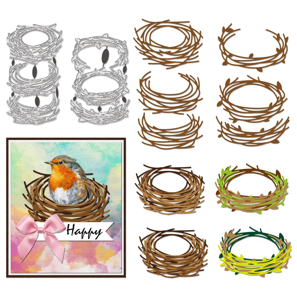 BENECREAT Nest Frame Metal Die Cuts for Card Making, Bird's Nest Frame Carbon Steel Stencil Embossing Metal Templates for DIY Decorative Paper Dies Scrapbooking, Photo Album