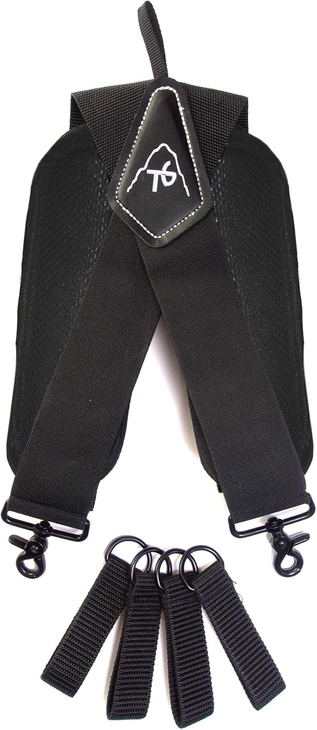 Tool Belt Suspenders- Heavy Duty Work Suspenders for Men, Tool Harness, Adjustable, Comfortable and Padded -Includes- Tool Belt Loops and Strong Trigger Snap Clips, ToolsGold: Clothing