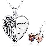 CHENGHONG Heart Pendant Locket Necklace 925 Sterling Silver Personalized Locket Necklace That Holds Pictures Photo Memorial Memory Jewelry Gifts for Women